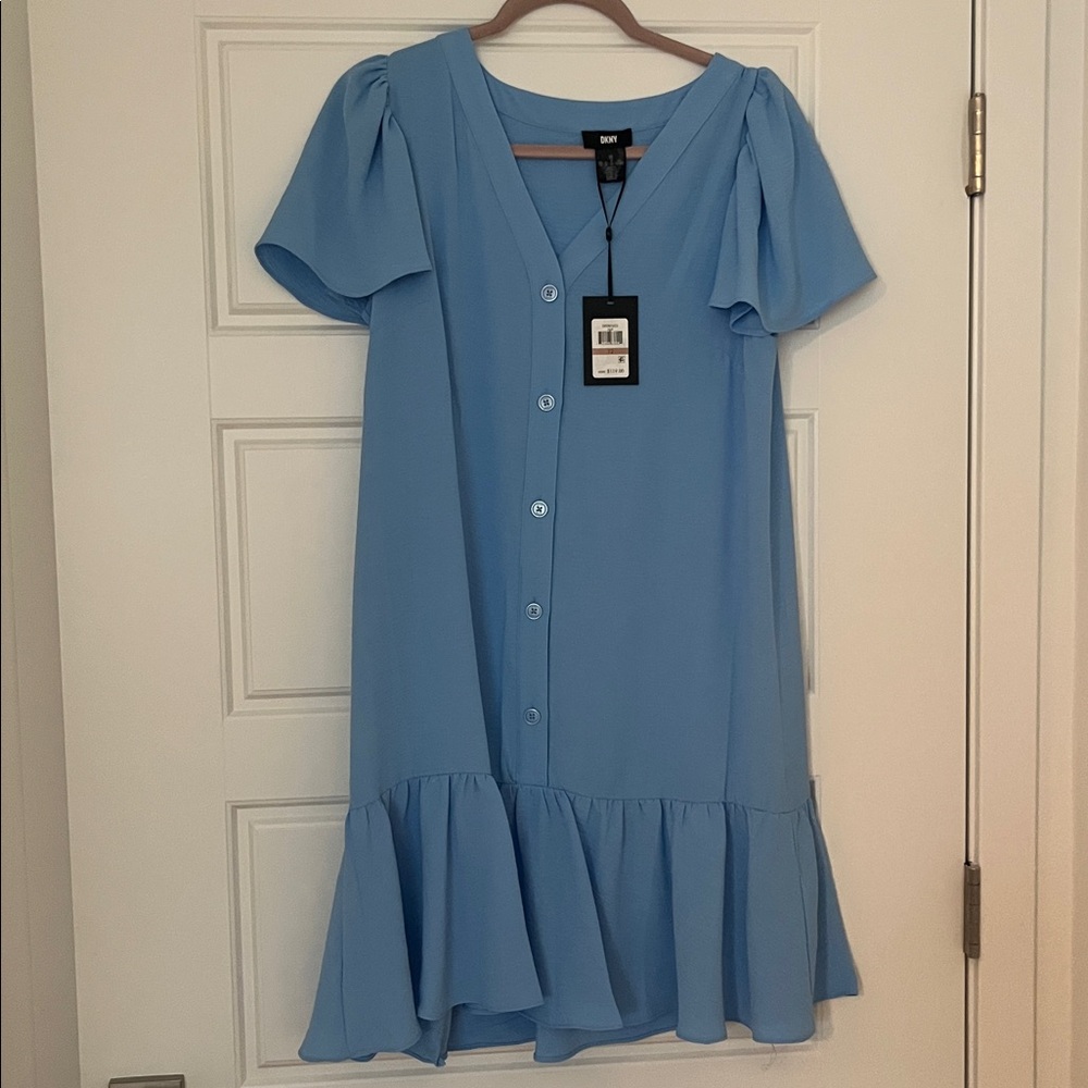 DKNY Light Blue Button-Down Dress